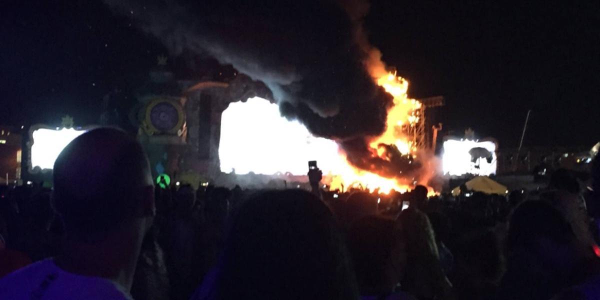 Incendio en festival Tomorrowland en España, Barcelona.