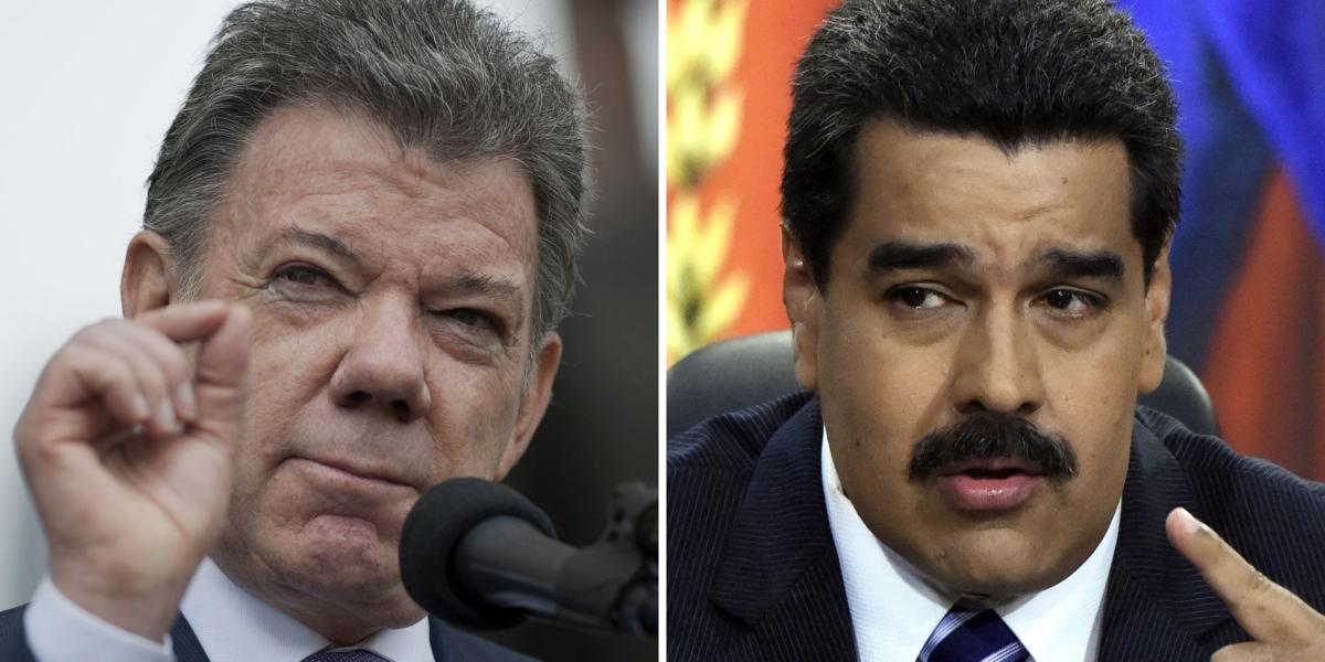 Los presidentes Juan Manuel Santos, de Colombia, y Nicolás Maduro, de Venezuela.
