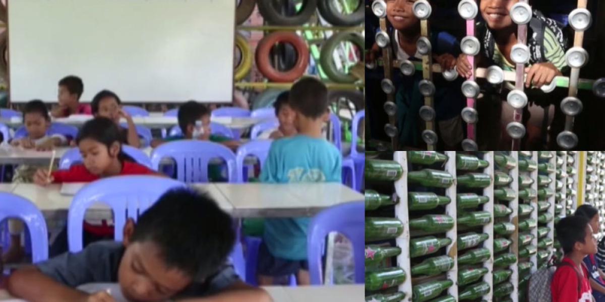 La escuela en Camboya construida con materiales reciclados