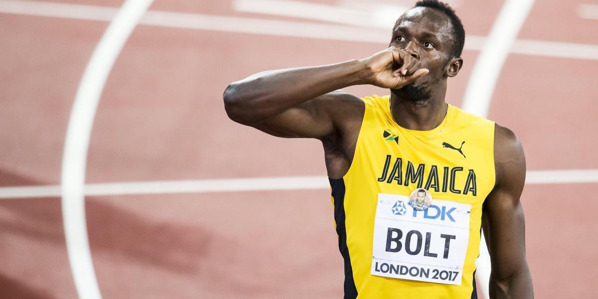 El jamaiquino, Usain Bolt, medalla de bronce en el mundial de atletismo 2017, prueba de 100 metros.