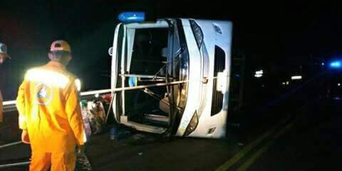 Bus accidentado en Santander.
