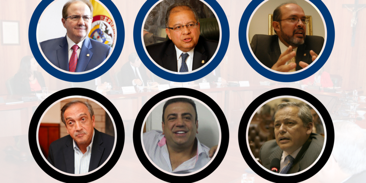 Leonidasd Bustos, Camilo Tarquino, Francisco Ricaurte, Luis Alfredo Ramos, Musa Besaile y Hernán Andrade.