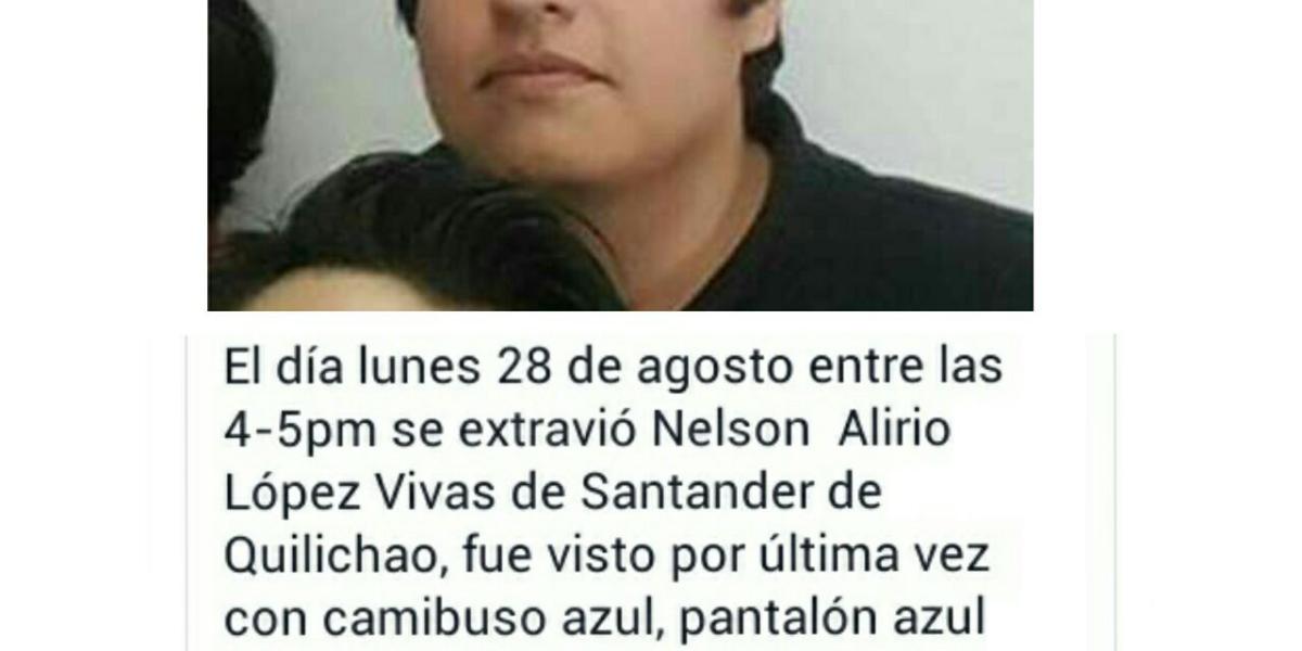 Nelson Alirio, estudiante de la universidad del Valle desaparecido