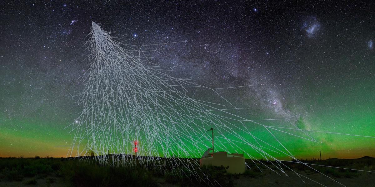 Ilustración artística del bombardeo de rayos cósmicos que recibe la Tierra.