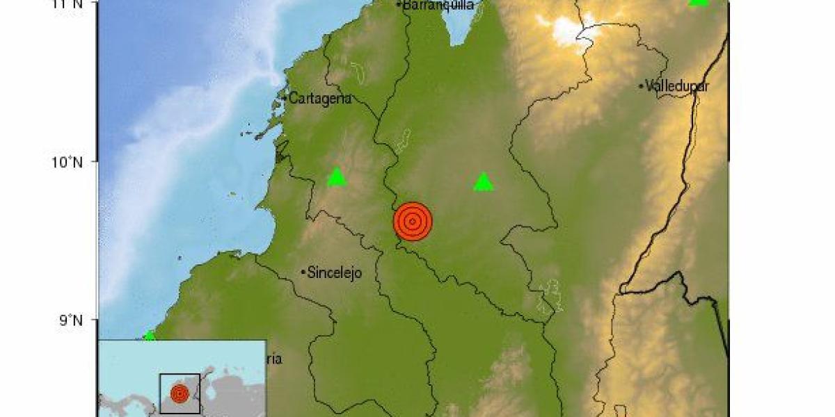 La capital más cercana al epicentro del temblor es Sincelejo a 85 kilómetros.