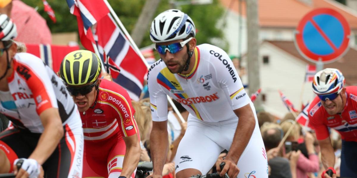 Fernando Gaviria ocupó el octavo lugar en la prueba élite de fondo del Mundial de Ciclsimo en Noruega.
