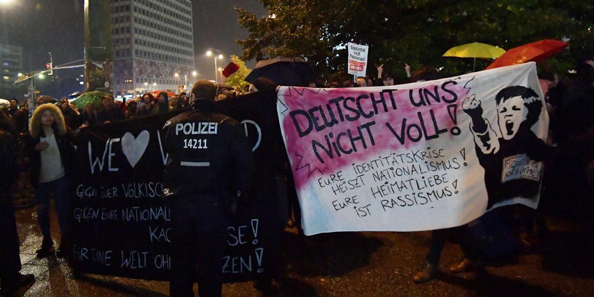 Imagen de las protestas contra el partido ultraderechista.