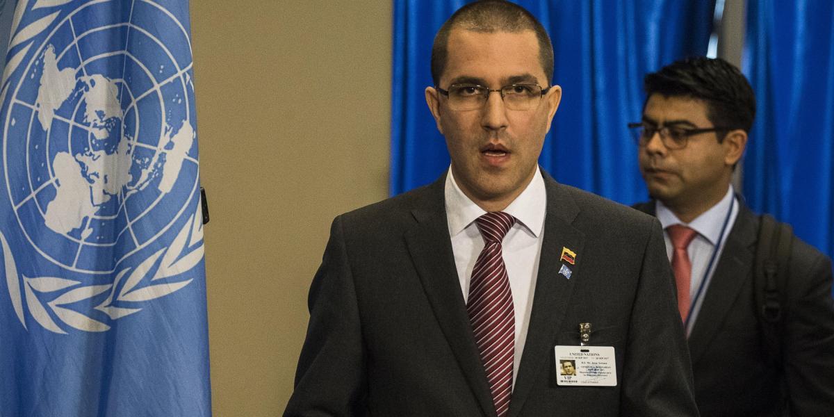 El ministro de Relaciones Exteriores de Venezuela, Jorge Arreaza rechazó las críticas contra su país lanzadas en la ONU por el presidente Donald Trump y acusó a Washington de buscar un "cambio de régimen por la fuerza".