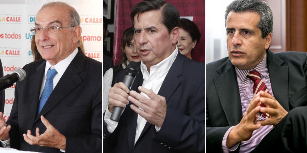 Los precandidatos liberales Humberto de la Calle, Juan Fernando Cristo y Luis Fernando Velasco.