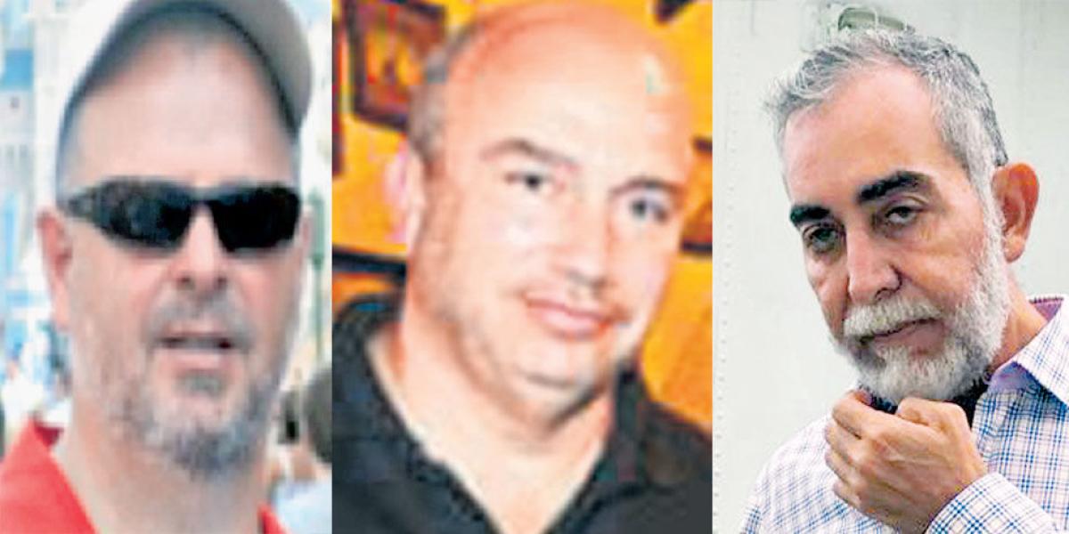 El agente estrella del ICE Christopher Ciccione; Juan Carlos Velasco, el intermediario, y José Bayron Piedrahíta, quien le pagó un soborno a Ciccione.