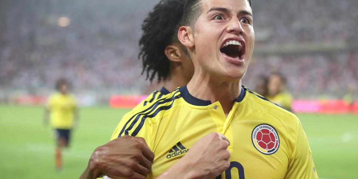 James Rodríguez celebra el gol frente a Perú