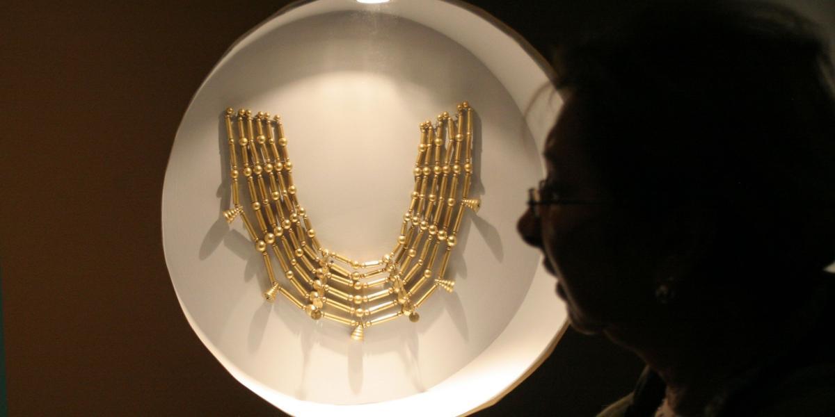 El tesoro Quimbaya está expuesto en el Museo de las Américas de Madrid (España).