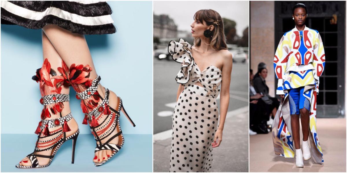 Izquierda: zapatos de Aquazurra. Centro: vestido de Johanna Ortiz. Derecha: desfile de Esteban Cortázar en París, este mes.