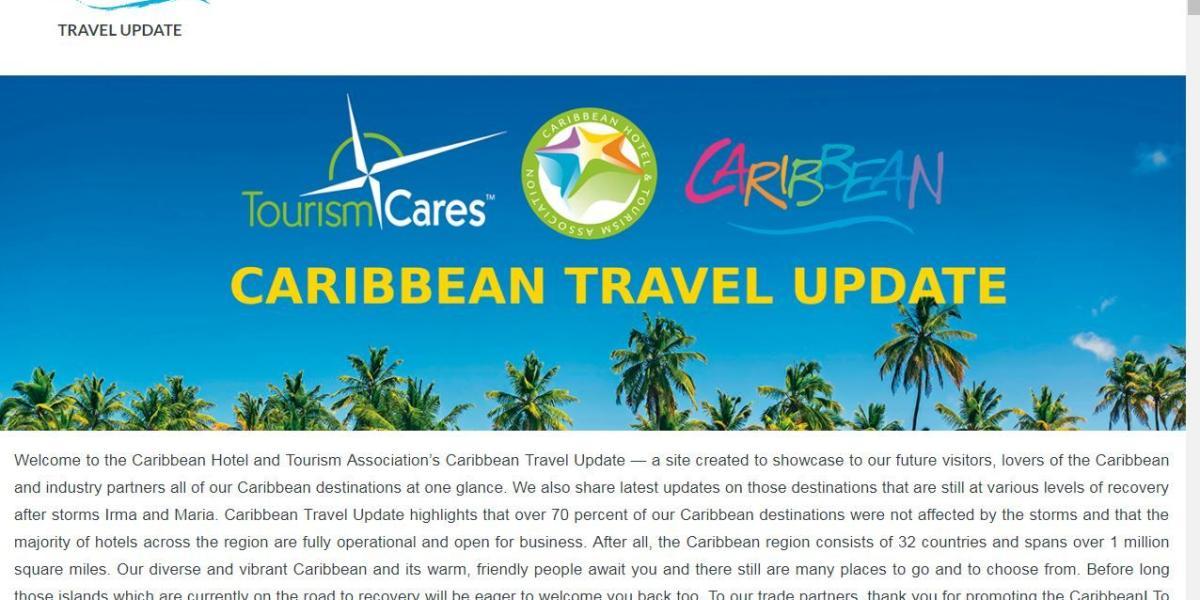 Página www.caribbeantravelupdate.com.