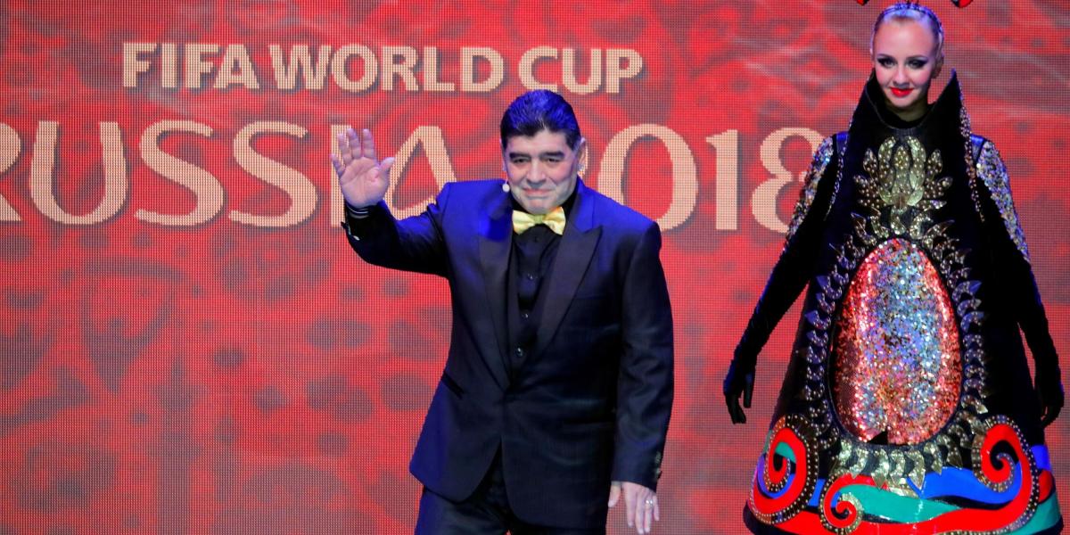 Diego Armando Maradona, durante el sorteo del Mundial de Rusia 2018.