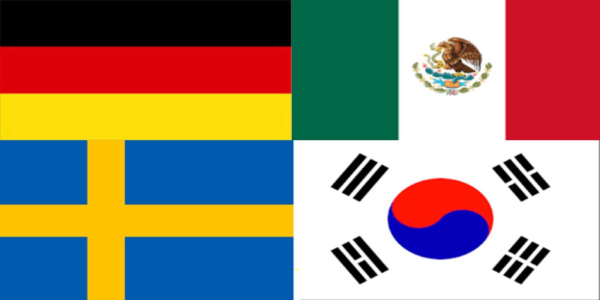 Grupo F: Alemania, México, Suecia y Corea del Sur.