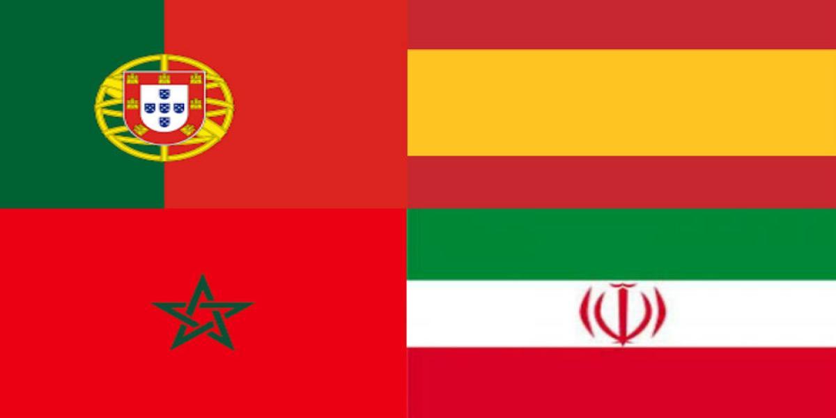 Grupo B: Portugal, España, Marruecos e Irán.