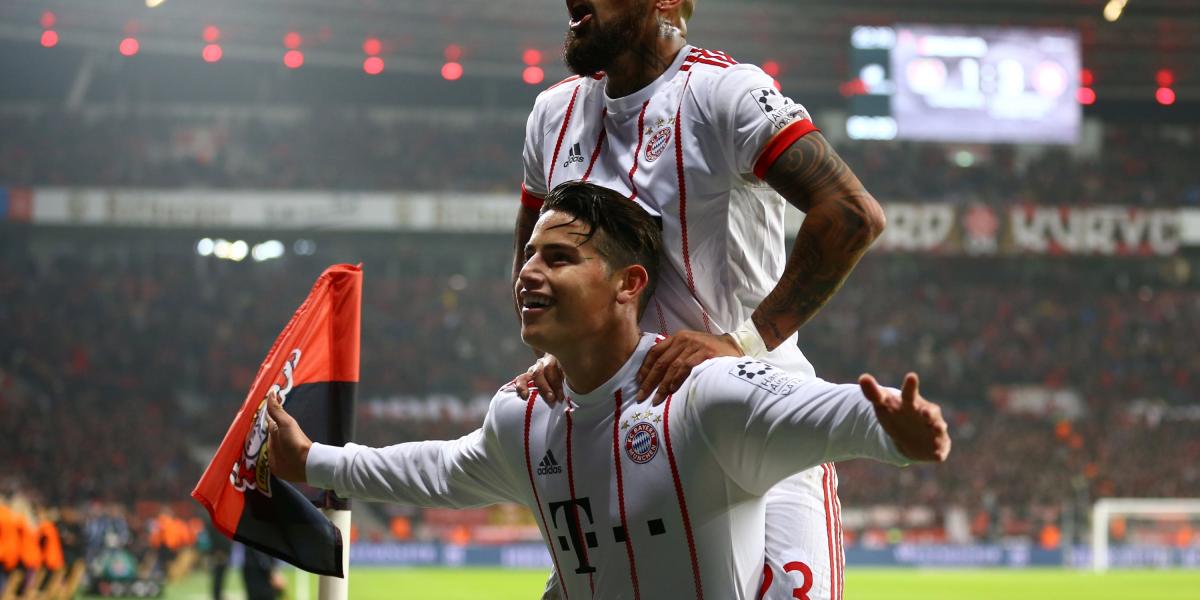 James Rodríguez marcó el tercer gol en la victoria del Bayern Múnich 1-3 contra el Bayern Leverkusen.