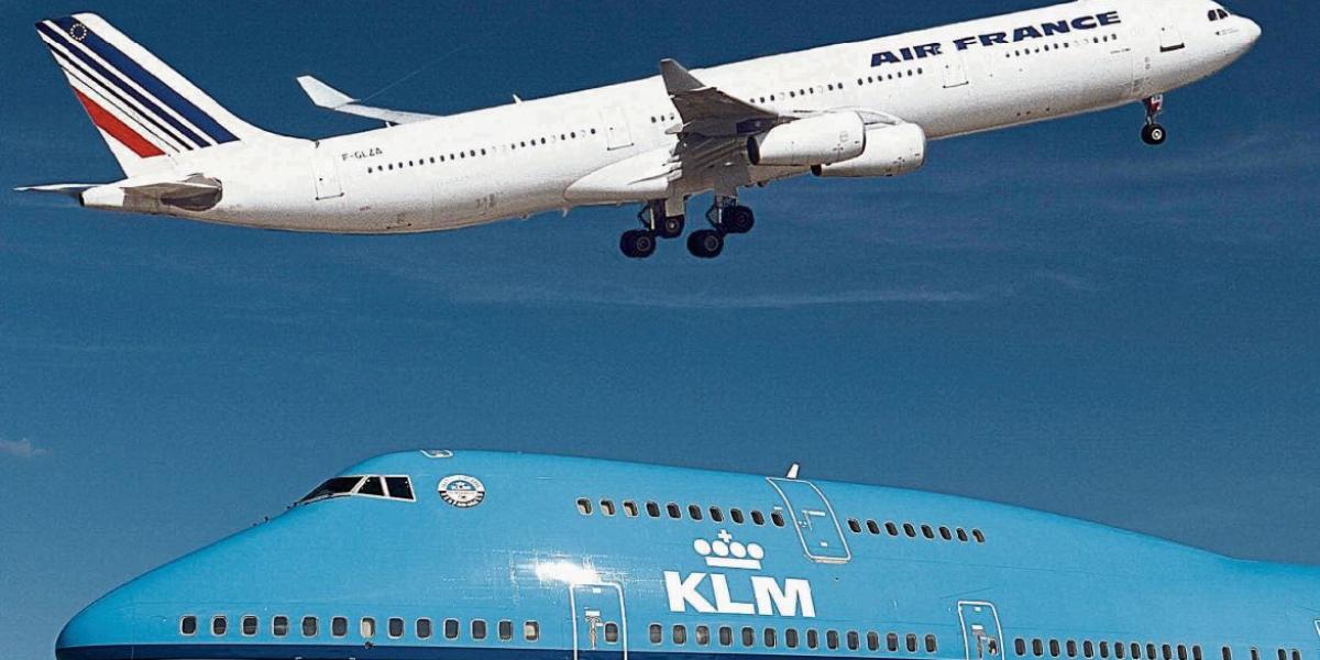 Un Boeing 747 de KLM y un Airbus A340 de Air France, en Ámsterdam, en esta foto de 2003.