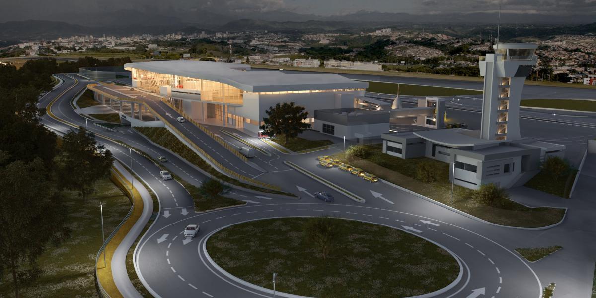 Así se vería el nuevo aeropuerto Matecaña, en Pereira. Se espera que en 30 años se movilicen unos 4.700.000 pasajeros al año.