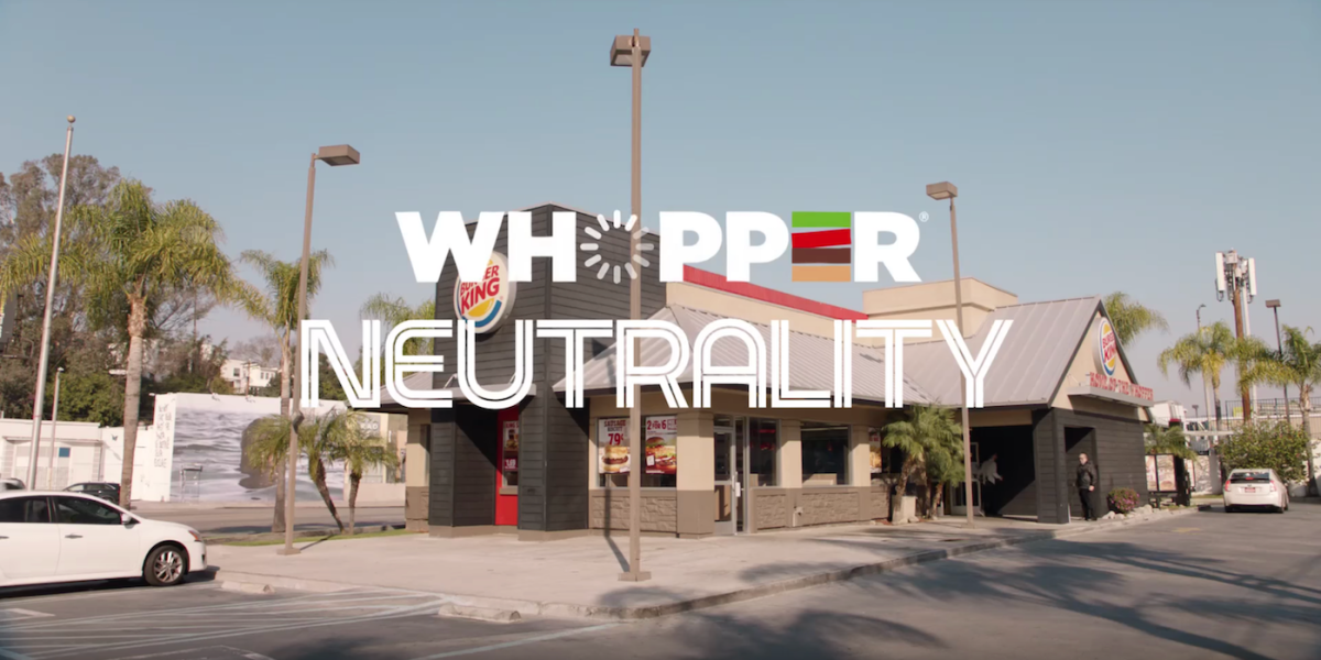 La campaña de Burguer King, 'Whooper Neutrality', buscó explicar la situación de la neutralidad de la red en una pieza publicitaria con sus hamburguesas