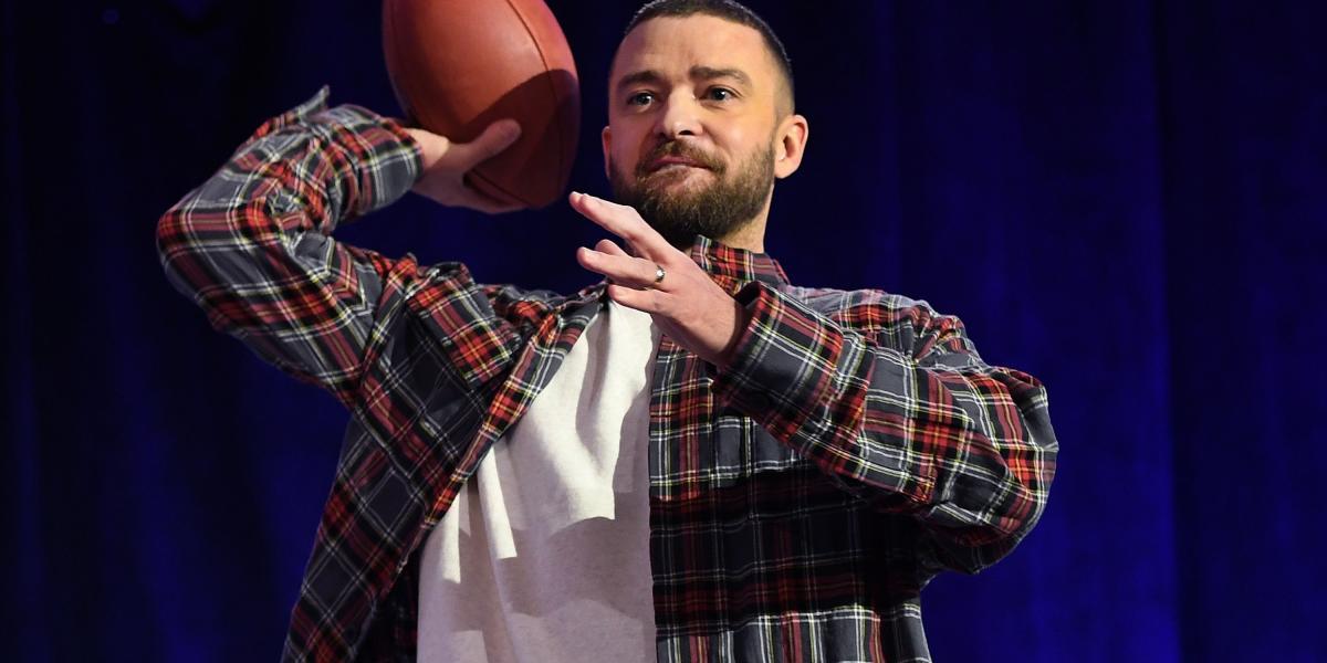 Justin Timberlake durante una conferencia de prensa previa al show de este domingo en el Super Bowl.