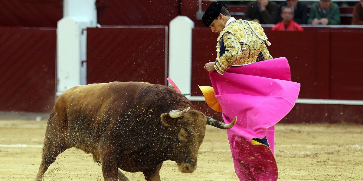 El torero colombiano Luis Miguel Castrillón lidia el toro Jinete.