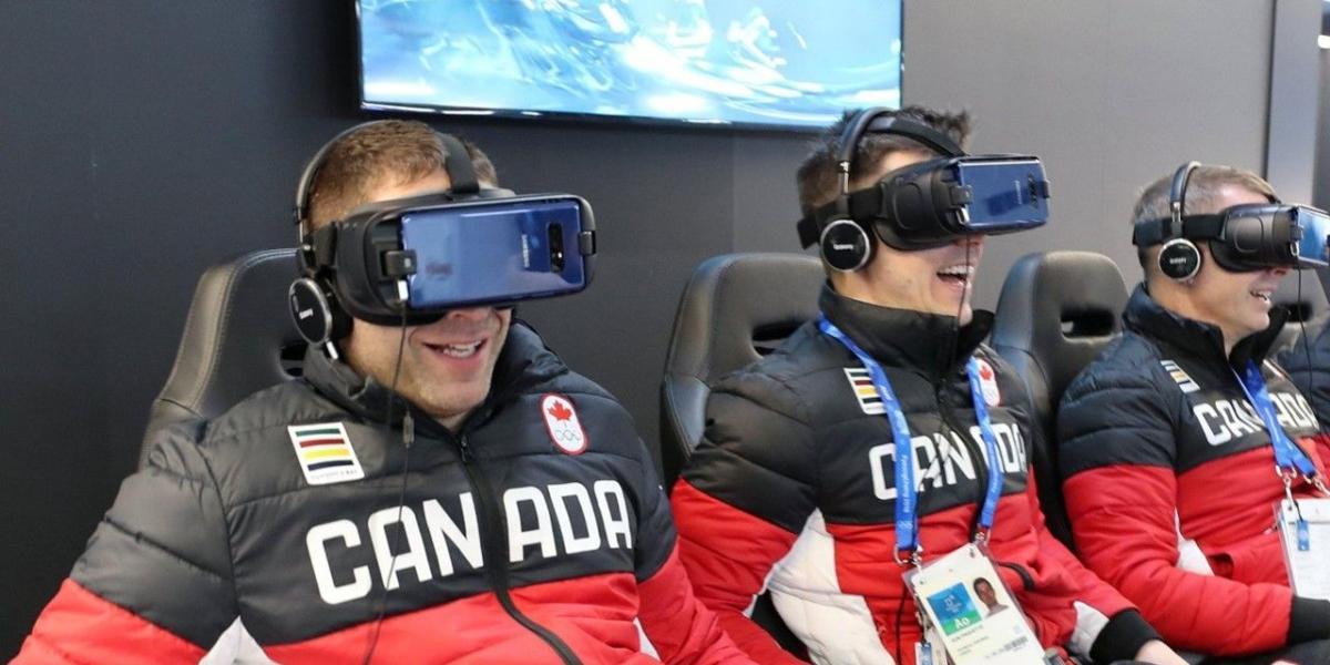 Atletas canadienses experimentan la realidad virtual en la Villa Olímpica de PyeongChang.