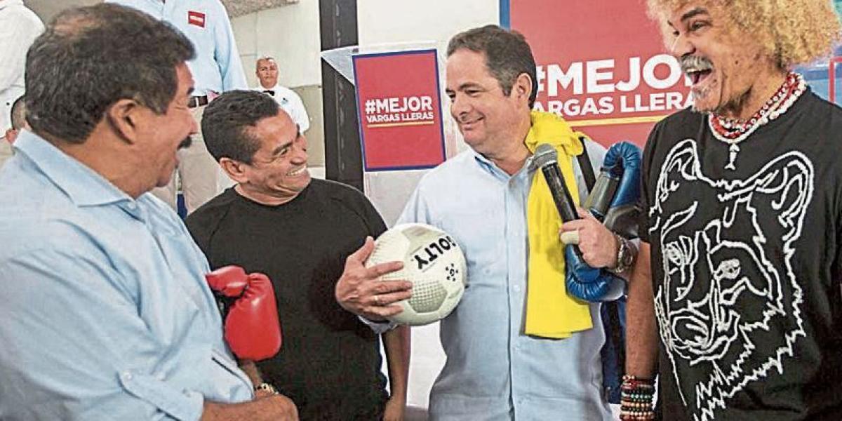 Germán Vargas, en Montería, junto a Miguel ‘Happy’ Lora (izq.), Víctor Pacheco y el ‘Pibe’ Valderrama.