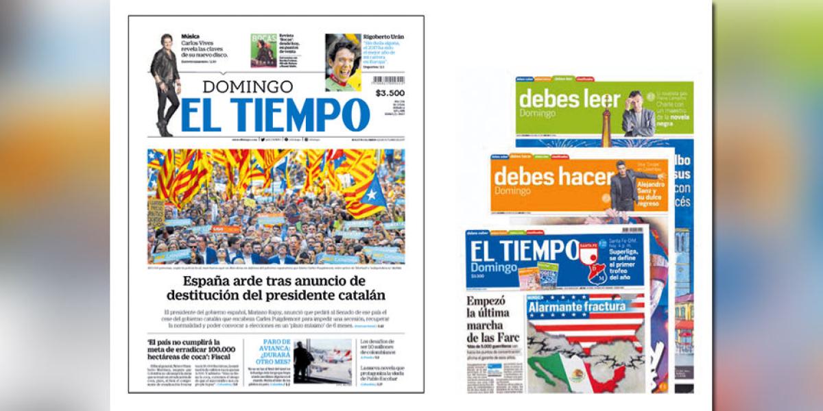 El nuevo diseño de EL TIEMPO (izq.) se dio como parte de un proceso de evolución del cambio de imagen del periódico. A la derecha, su anterior imagen.