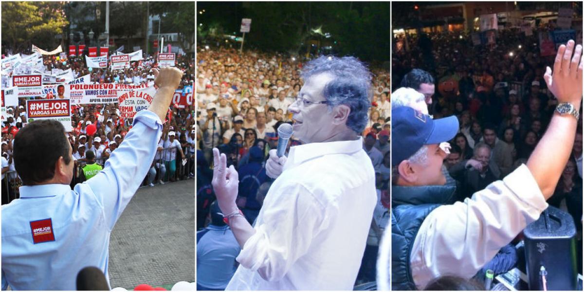 Germán Vargas Lleras estuvo en Barranquilla. Gustavo Petro cerró su campaña, también en la 'arenosa'. Iván Duque cerró su campaña con el expresidente Álvaro Uribe.