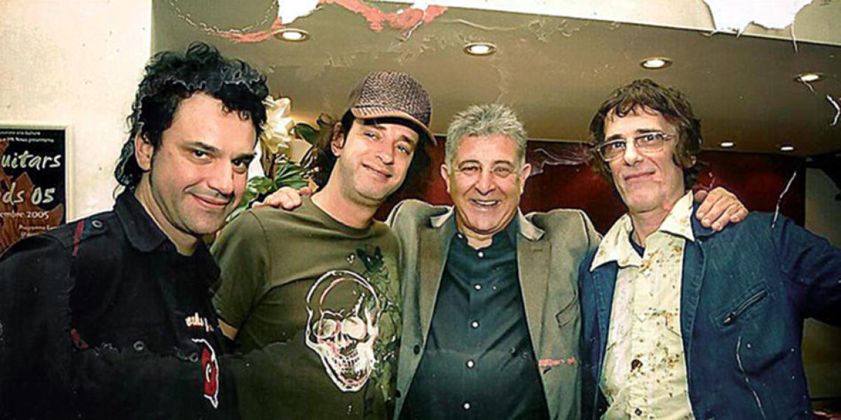 Rudy Pensa con Richard Coleman, Gustavo Cerati y Luis Alberto Spinetta.