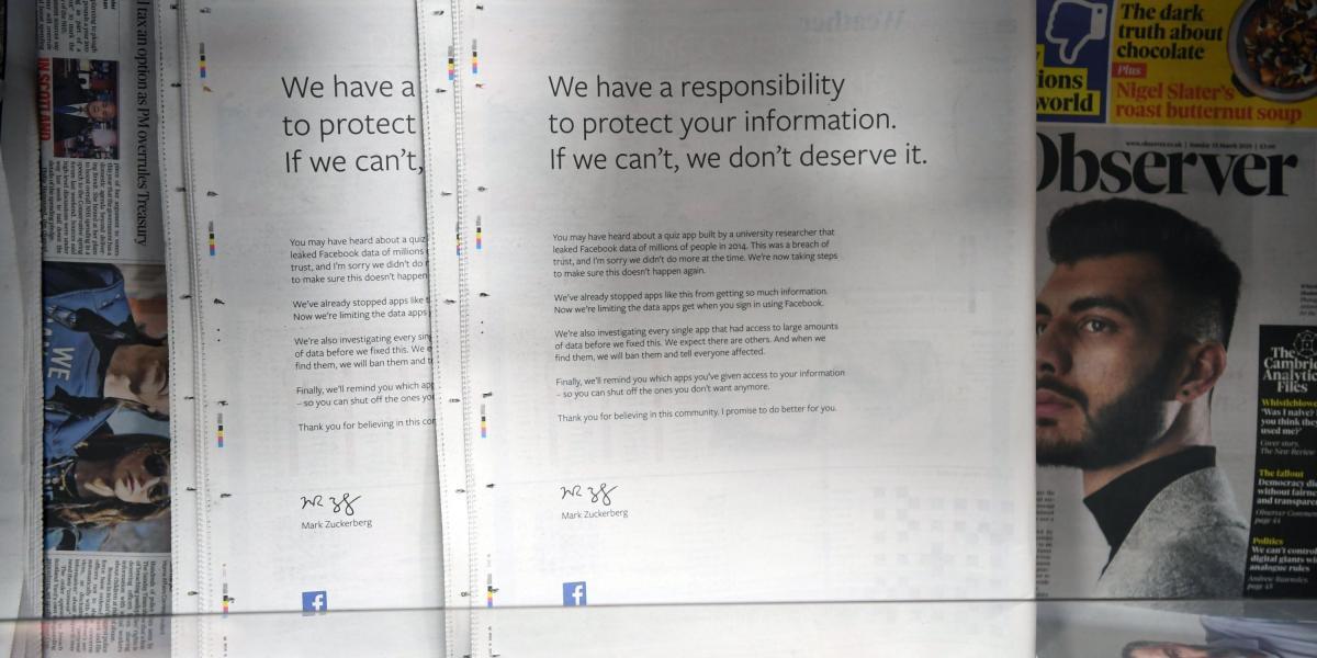 En la carta de disculpa, el directivo de la red social admite que faltó a la confianza de los usuarios.