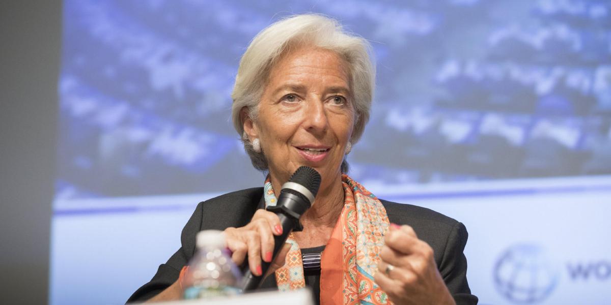 La directora del FMI, Christine Lagarde, durante un encuentro parte de las reuniones de primavera del FMI y el BM en Washington.