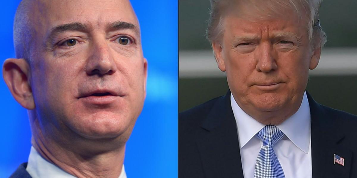 El dueño de Amazon, Jeff Bezos, y el presidente de Estados Unidos, Donald Trump.