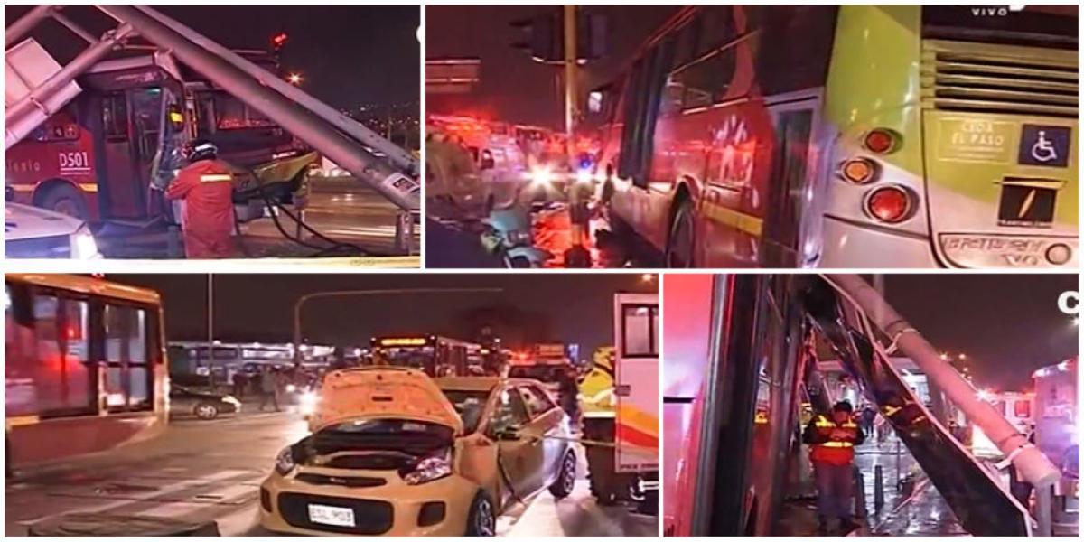 Accidente entre un TransMilenio y un taxi deja 11 personas heridas