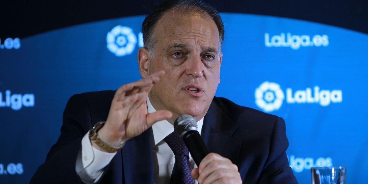 El presidente de la La Liga de fútbol, Javier Tebas, ofreció una conferencia de prensa en Cali.