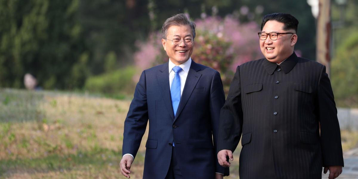 Moon Jae-in y Kim Jong.