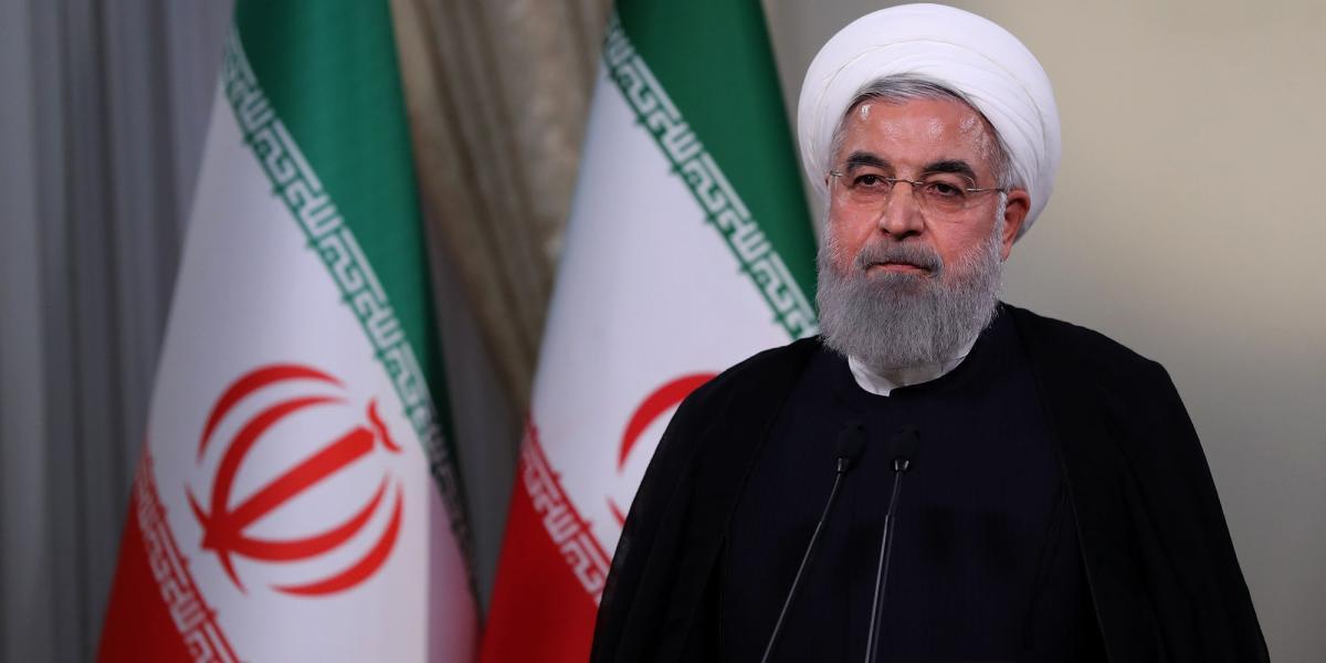 El presidente iraní, Hasán Rouhani, ofrece una rueda de prensa tras el anuncio del mandatario estadounidense, Donald Trump, de retirar a su país del acuerdo nuclear.