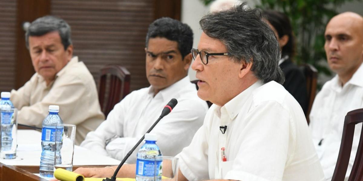 Gustavo Bell durante el reinició del quinto ciclo de negociaciones con el Eln en La Habana, Cuba.