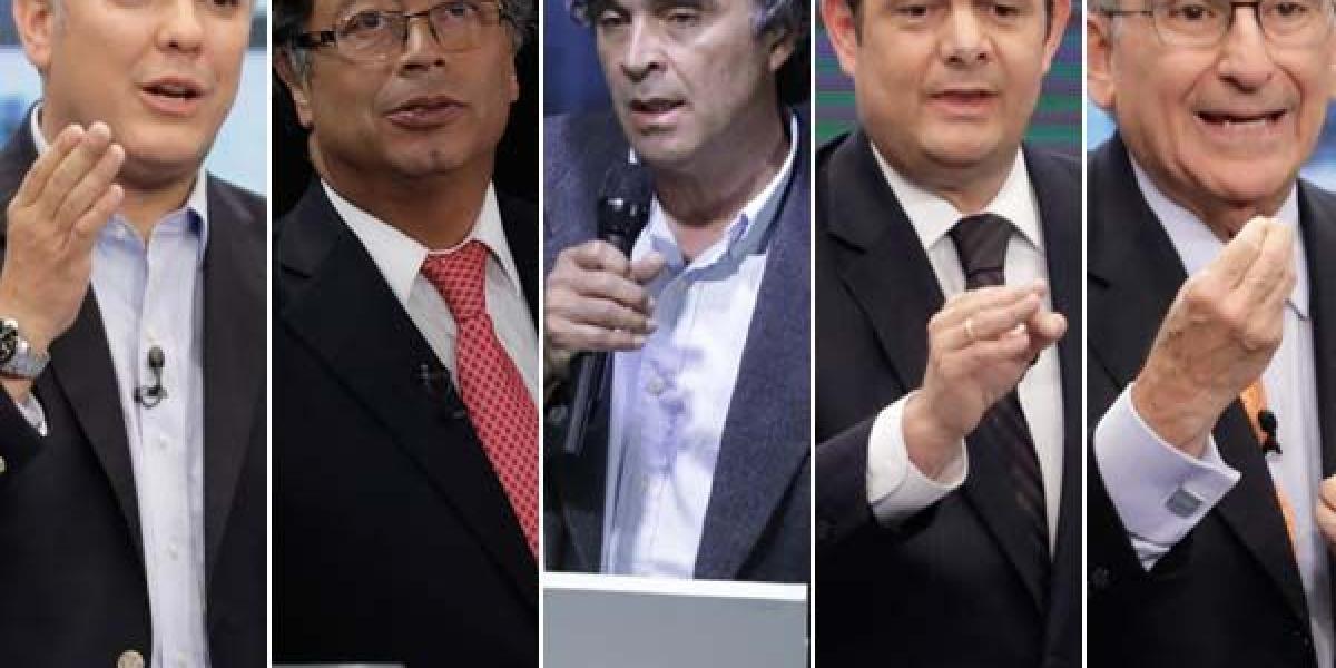 Iván Duque, Gustavo Petro, Sergio Fajardo, Germán Vargas Lleras y Humberto de la Calle.
