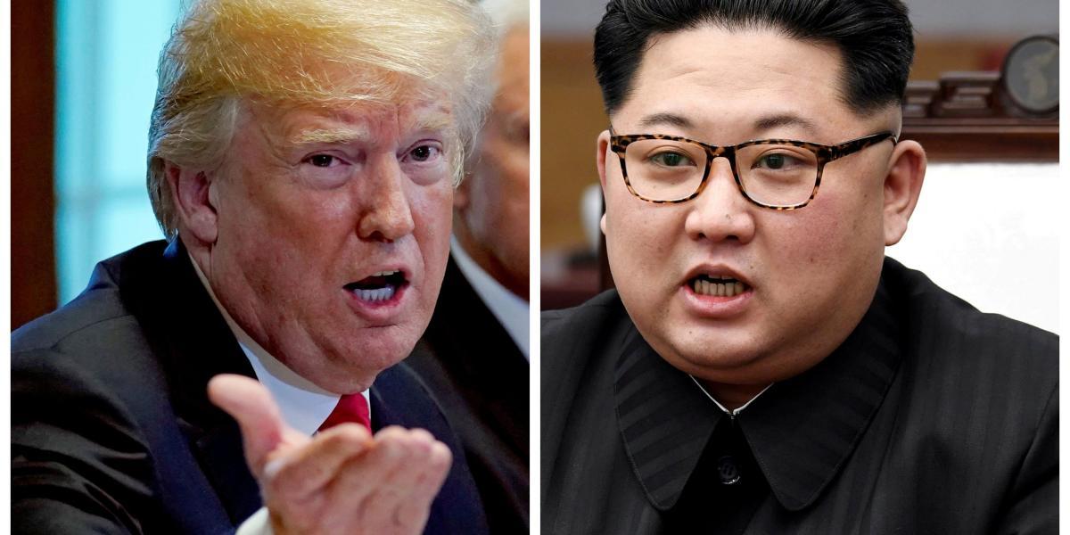 Donald Trump (i.) presidente de Estados Unidos y Kim Jong-un, líder de Corea del Norte. Por el momento se canceló la cita entre los dos mandatarios.