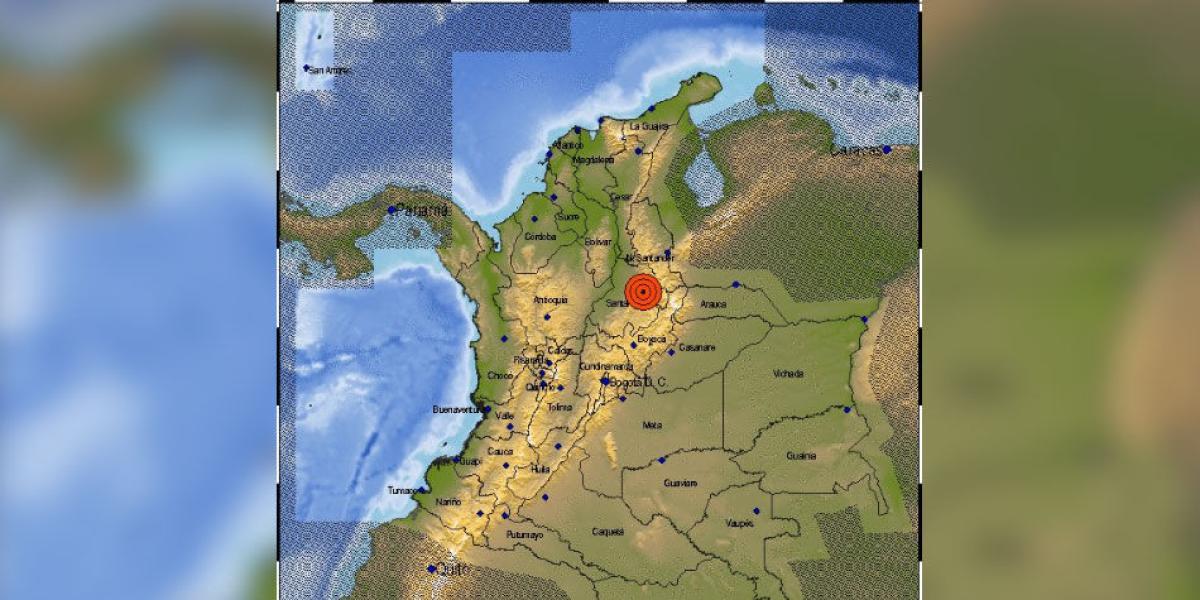 La profundidad del sismo fue de 140 km. El epicentro fue en Los Santos - Santander, Colombia