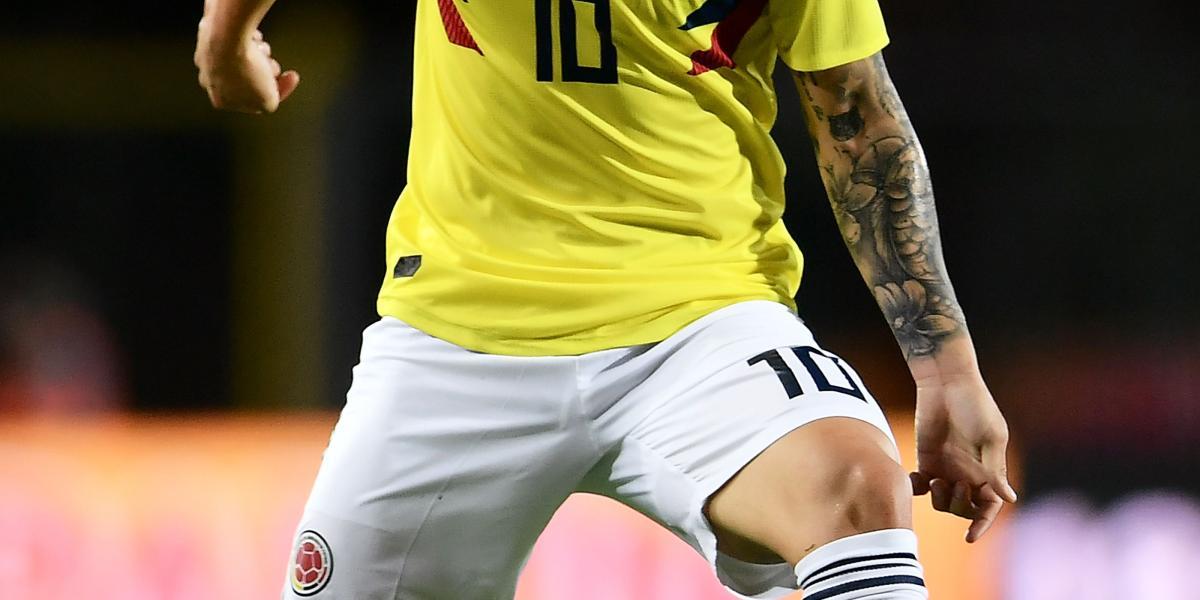 Acción de juego del partido entre la Selección Colombia y Egipto.