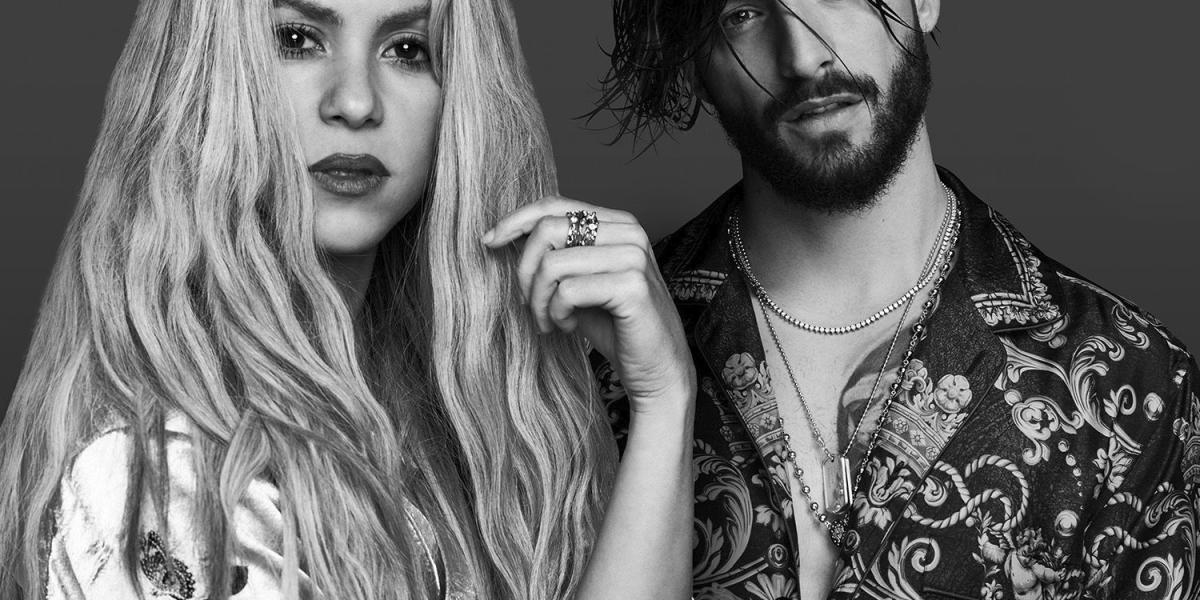 Shakira y Maluma en su lanzamuiento de 'Clandestino'