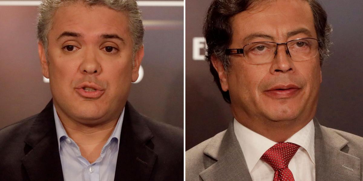 Iván Duque y Gustavo Petro, candidatos presidenciales a la segunda vuelta.
