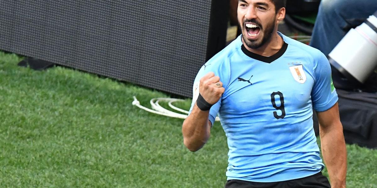 Luis Suárez en la celebración de su gol.