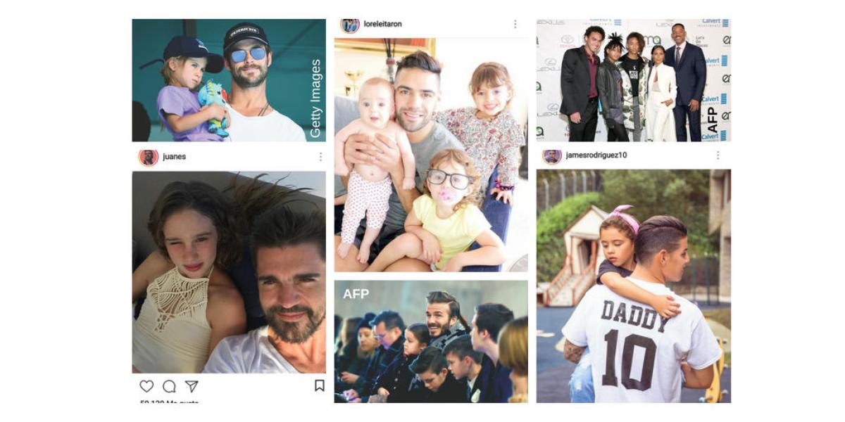 Chris Hemsworth, Falcao García, Will Smith, Juanes, David Beckham y James Rodríguez son algunos de los papás famosos que más comparten imágenes con sus hijos en redes sociales.