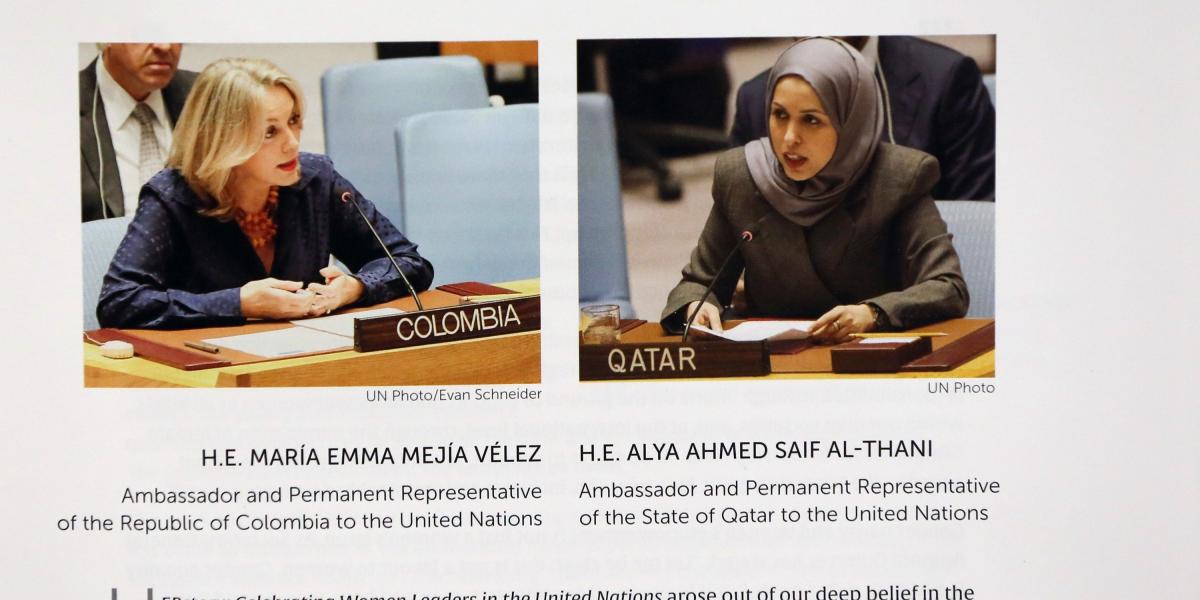 HERstory: Celebrating Women Leaders in the United Nations, libro escrito por María Emma Mejia (Embajadora de Colombia en Naciones Unidas) y Alya Ahmed Saif Al-Thani (Embajadora del Estado de Qatar ante Naciones Unidas). Foto: Claudia Rubio