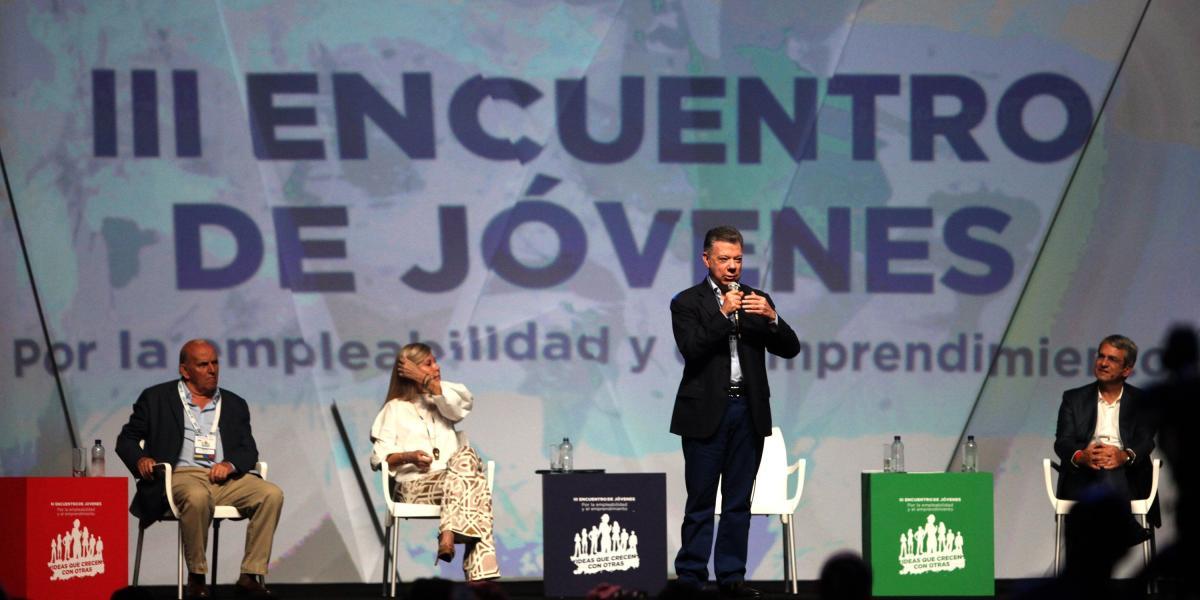 Presidente de Colombia, Juan Manuel Santos en el III encuentro de Jóvenes de la Alianza del Pacífico, espacio impulsado por Nestlé como un puente para el diálogo entre el sector público y privado.